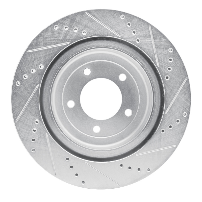 Chevrolet Corvette Brake Rotor (1) - Rear Left - R1 Concepts - Drilled & Slotted - Silver - `06-`13